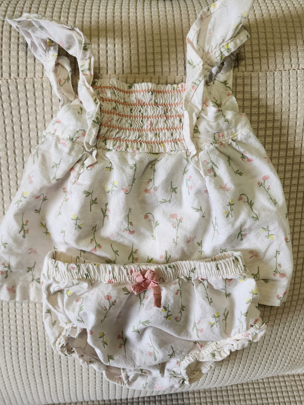 Carter's Baby Girls Floral White Tank and Bloomers Set 9 M.